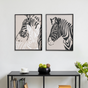 Zebra Design Canvas Wall Art Set Of 2 23x17 Inch