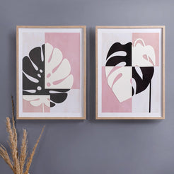 Set Of 2 Monstera Leaf Wall Art 23x17 Inch