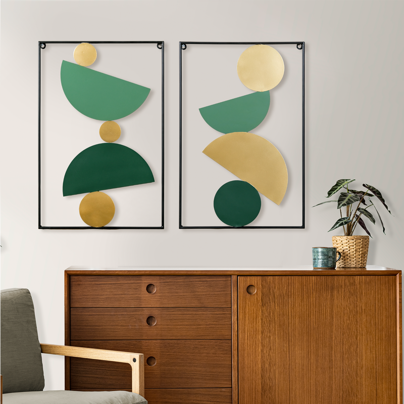 Set Of 2 Rock Cairn Metal Wall Art 23x15 Inch