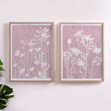 Mauve Emboss Print Wall Art Set Of 2 23x17 Inch