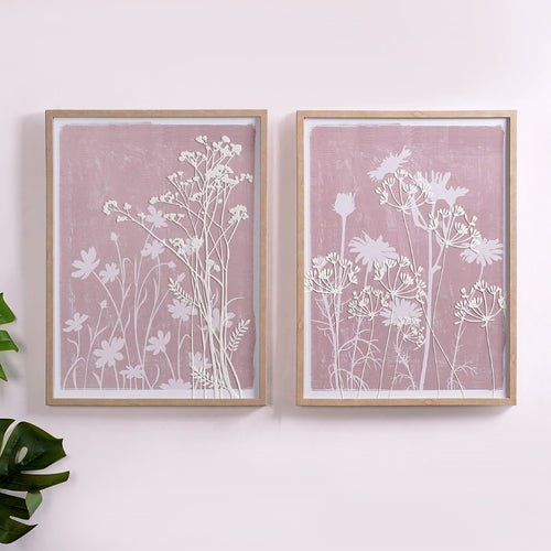 Mauve Emboss Print Wall Art Set Of 2 23x17 Inch