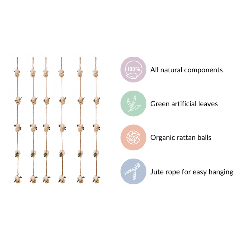 Set Of 6 Shola Flower Wall Hanging White