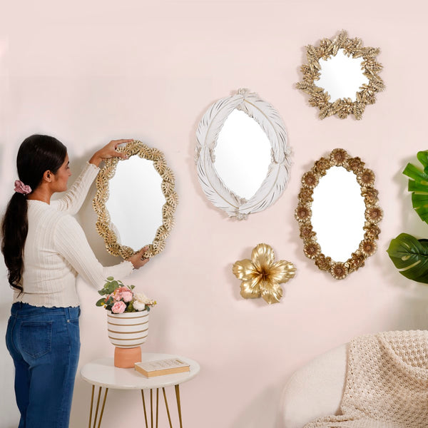 Monstera Leaf Ornate Wall Mirror Gold