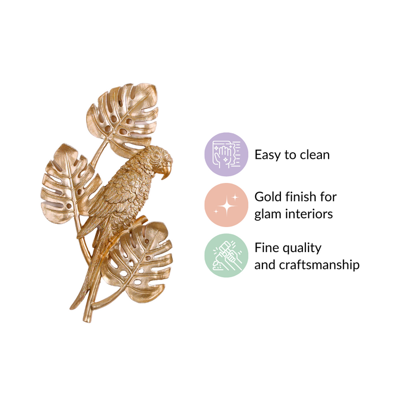 Tropical Parrot Wall Decor Gold