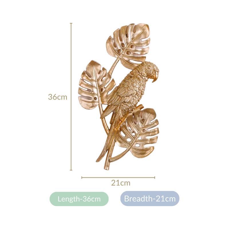 Tropical Parrot Wall Decor Gold