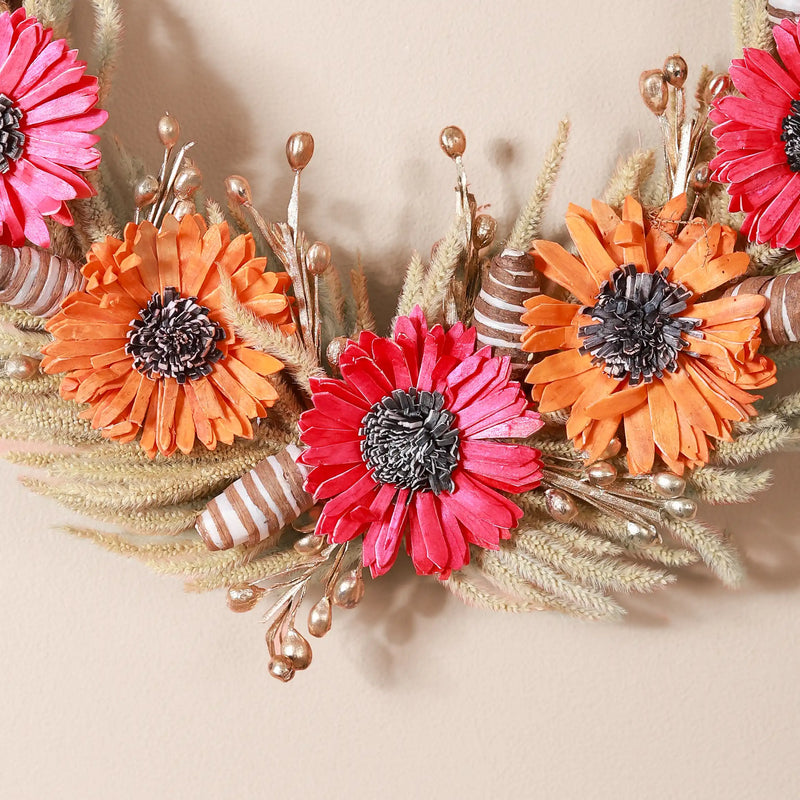 Eco Sustainable Flower Wreath For Home Multicolour- Artificial Flower Wreath, Multicolour Wreath, Home Decor Wreath