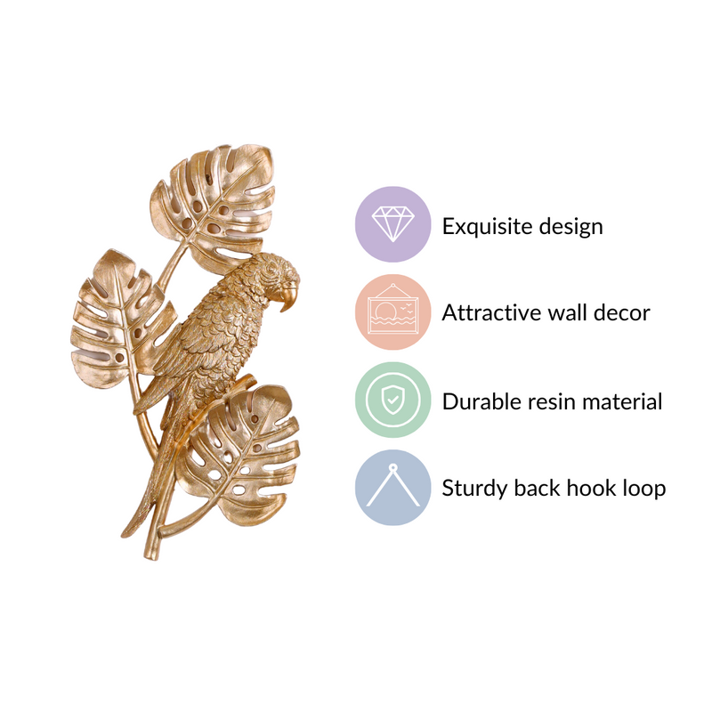 Tropical Parrot Wall Decor Gold