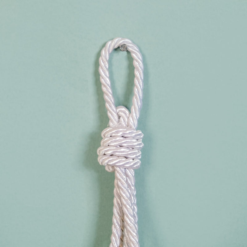 Knotted Wall Hanging With Five Bells - Knotted wall decor, boho wall hanging, decorative bells, unique home decor