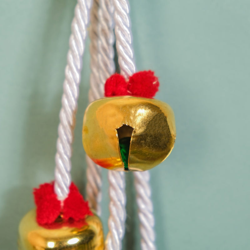 Knotted Wall Hanging With Five Bells - Knotted wall decor, boho wall hanging, decorative bells, unique home decor