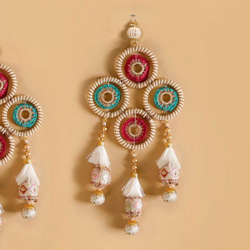 Gold Crochet Door Hangings Set Of 2 - Gold Door Hangings, Crochet Door Decor, Decorative Gold Door Hangers, Crochet Door Ornaments, Wall Hangings