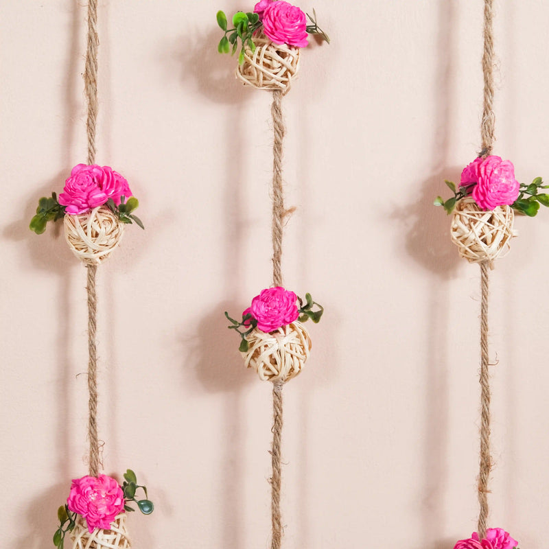 Dainty Dried Flower Wall Hanging Sustainable Set Of 6 Pink- Sustainable Dried Flowers, Wall Hanging Set, Pink Flower Decor, Wall Hangings Set