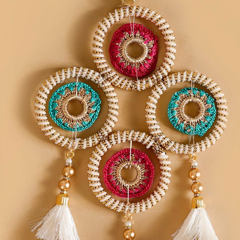 Gold Crochet Door Hangings Set Of 2 - Gold Door Hangings, Crochet Door Decor, Decorative Gold Door Hangers, Crochet Door Ornaments, Wall Hangings