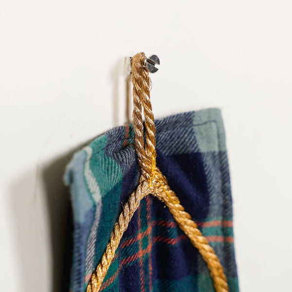 Blue Plaid Christmas Wall Hanging With Bells
