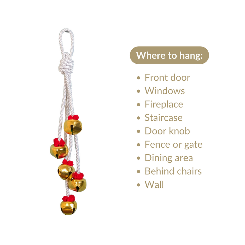 Knotted Wall Hanging With Five Bells - Knotted wall decor, boho wall hanging, decorative bells, unique home decor