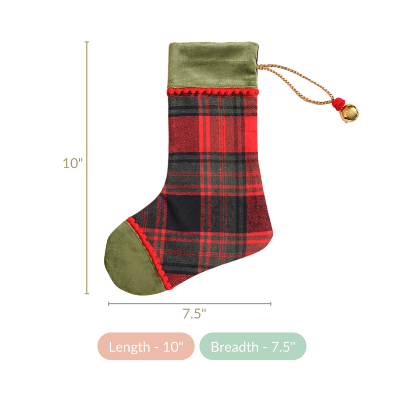 Plaid Bell Santa Socks Set Of 2