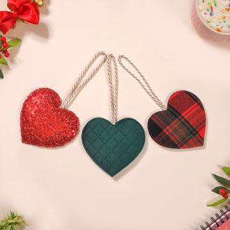 Hearts Wall Hanging Ornaments Set of 3- decorative heart wall hangings, wall art, heart-themed decor, charming wall accents