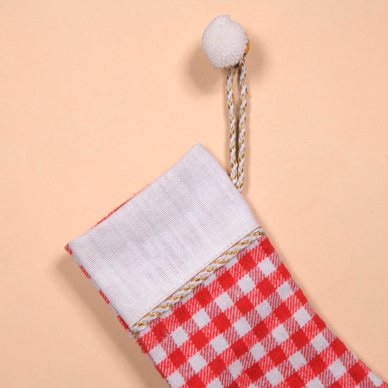 Set Of 2 Festive Plaid Santa Socks