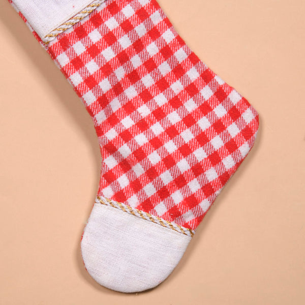 Set Of 2 Festive Plaid Santa Socks