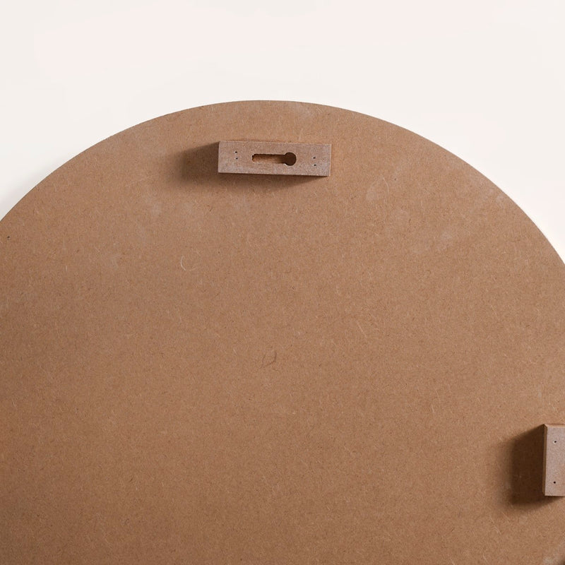 Round Wall Mirror With Metal And Wooden Detailing 19 Inch