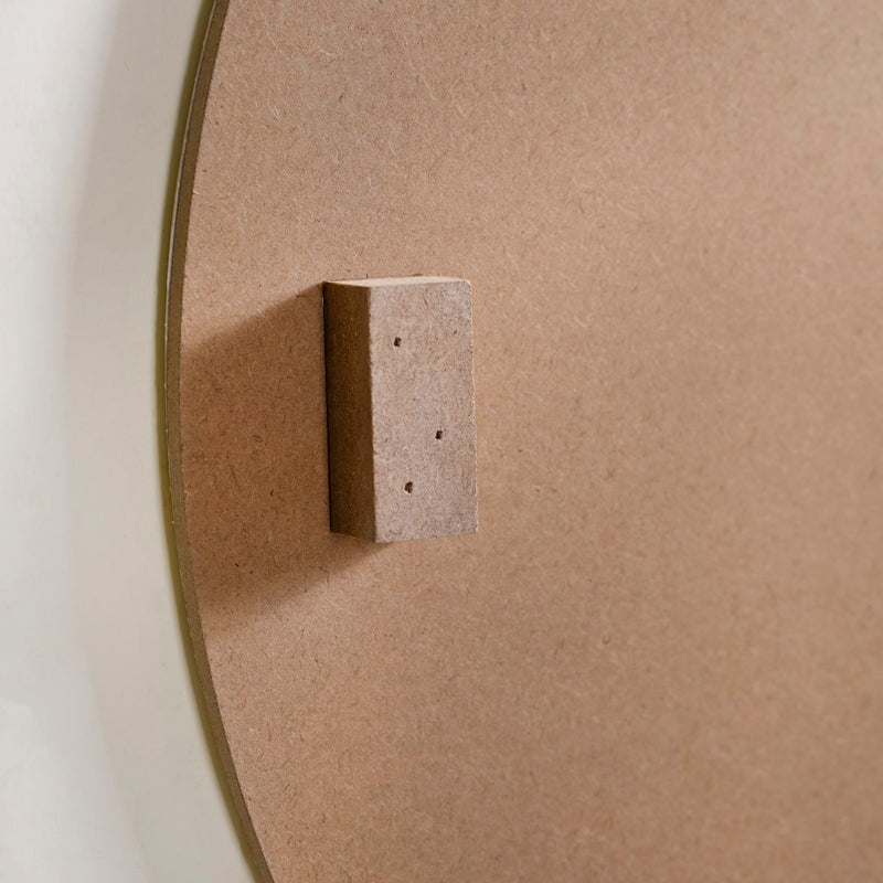 Round Wall Mirror With Metal And Wooden Detailing 19 Inch