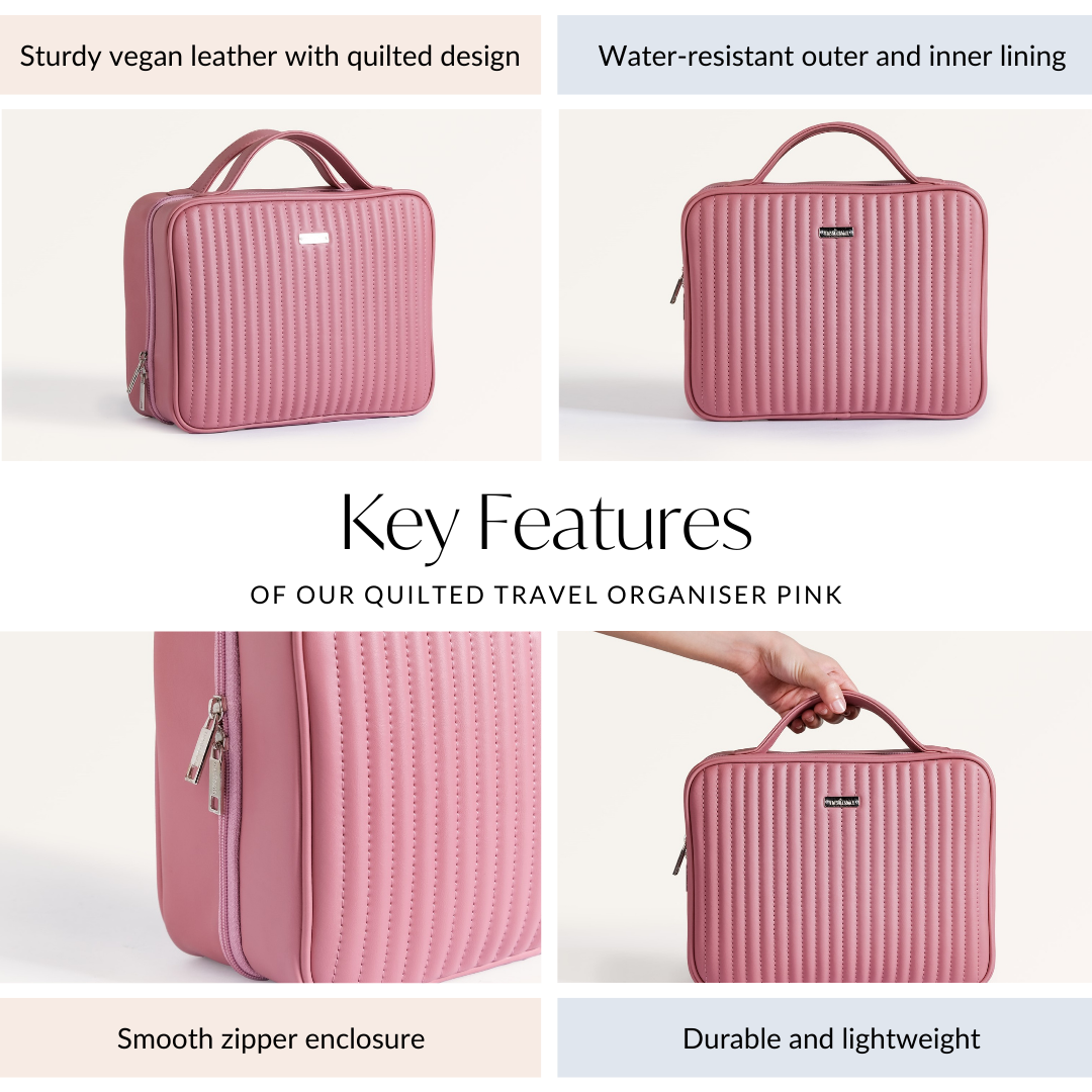 Quilted Travel Organiser Pink Online Premium Travel Kit Nestasia