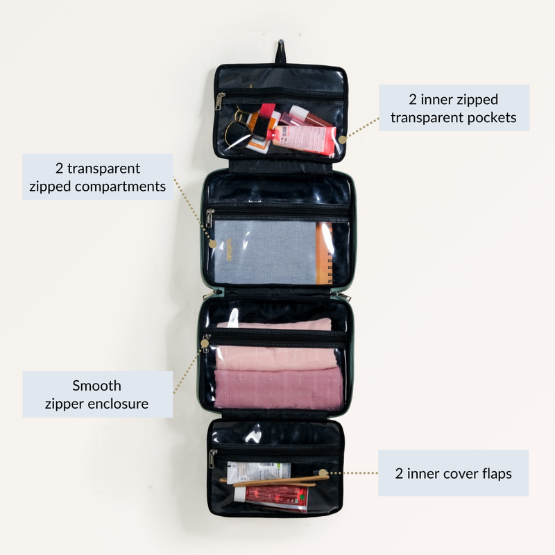 Vegan Leather Travel Kit Green