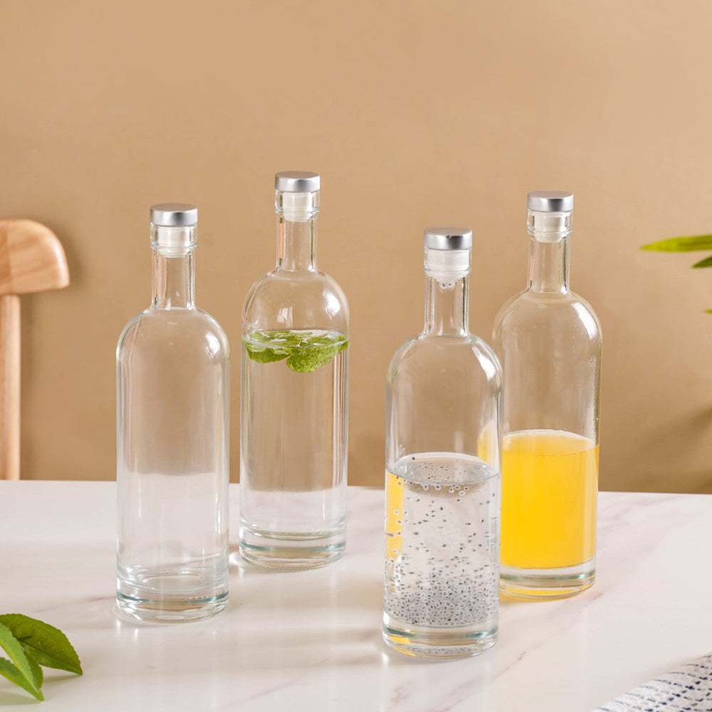 Transparent Glass Bottle & Stopper Set Online- Glass Water Bottle | Nestasia