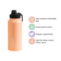 Insulated Thermos Stainless Steel Water Bottle Peach 1L - Water bottle, stainless steel water bottle, insulated water bottle, BPA free water bottle