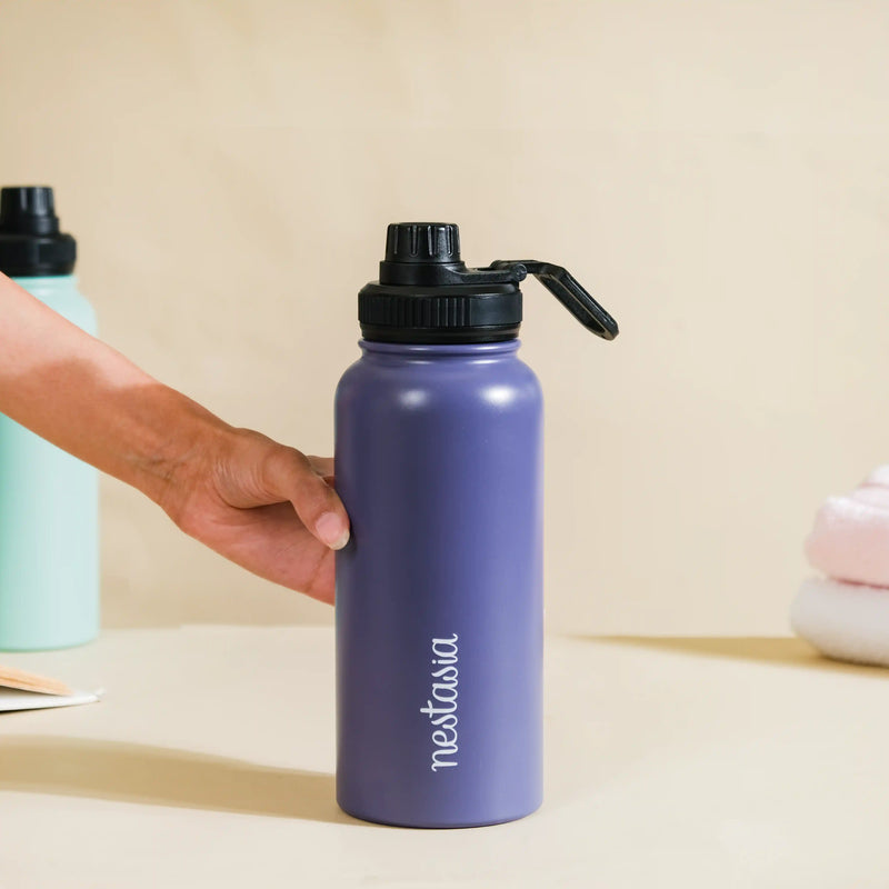 Stainless Steel Travel Bottle Blue 1L - Water bottle, stainless steel water bottle, insulated water bottle, sipper water bottle