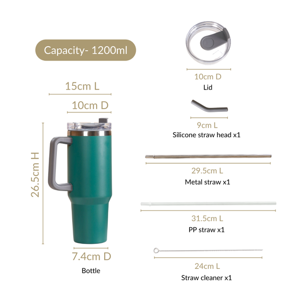 Stainless Steel Water Bottle With Straws 1200ml