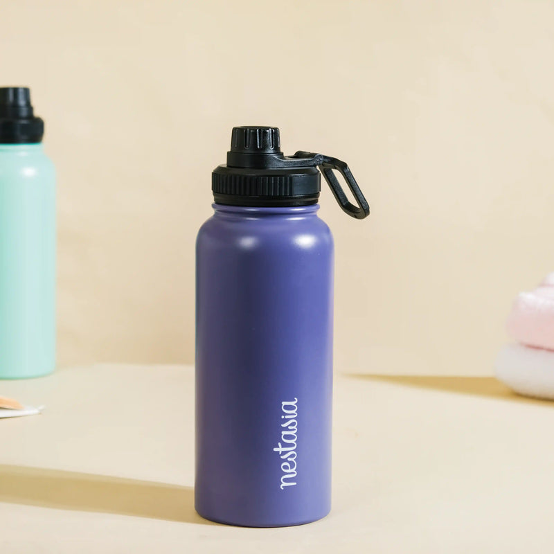 Stainless Steel Travel Bottle Blue 1L - Water bottle, stainless steel water bottle, insulated water bottle, sipper water bottle