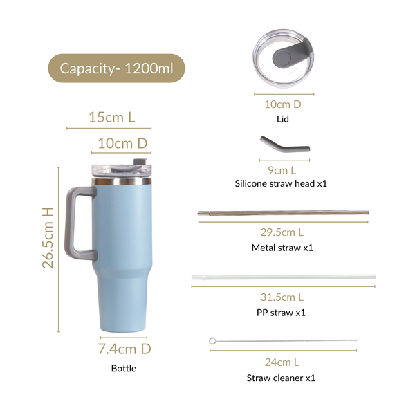 Leakproof Travel Water Bottle With Straws 1200ml