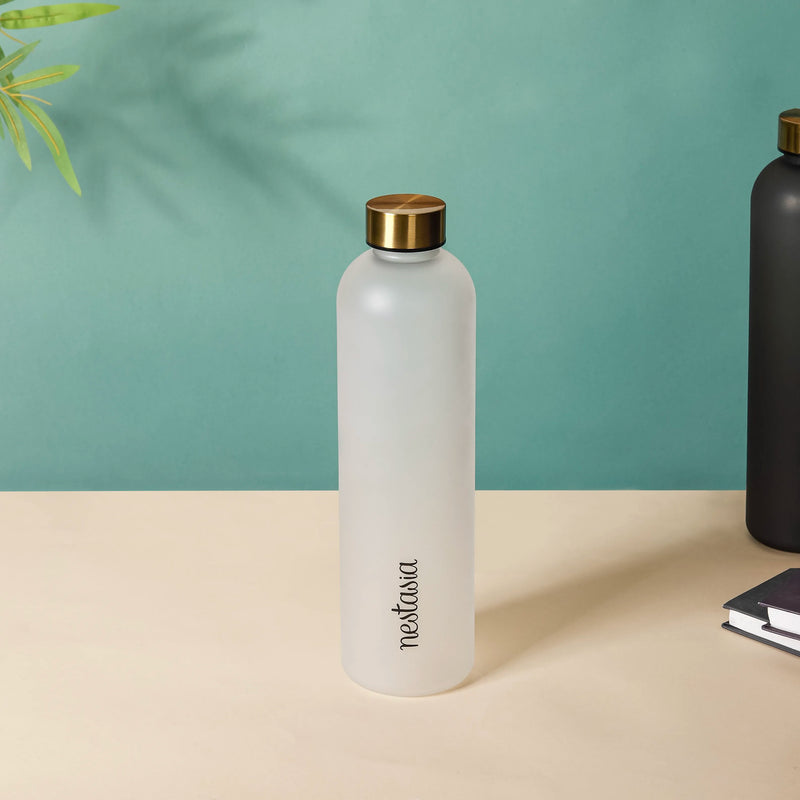 Time Marker Matte Water Bottle White 1L Set Of 2 - Water bottle, water bottle for office, travel water bottle, BPA free water bottle