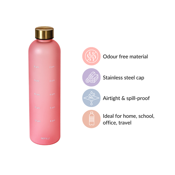 Stylish Sports Water Bottle Pink 1L