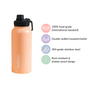 Insulated Thermos Stainless Steel Water Bottle Peach 1L - Water bottle, stainless steel water bottle, insulated water bottle, BPA free water bottle