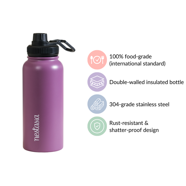 Stainless Steel Sipper Bottle Purple 1L