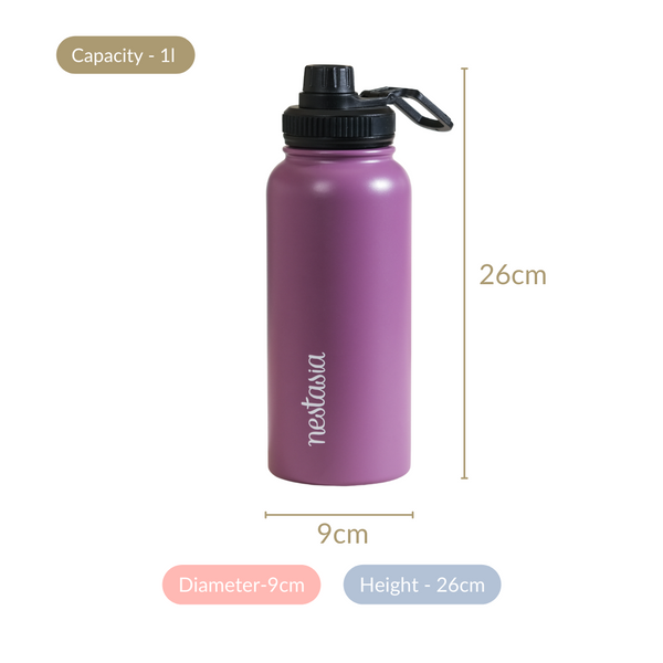 Stainless Steel Sipper Bottle Purple 1L