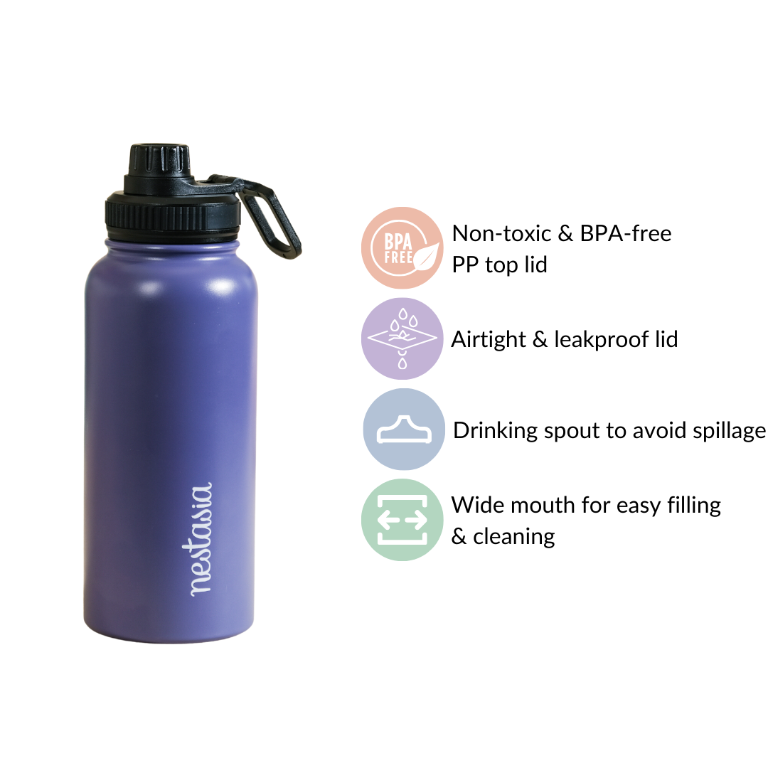 Stainless Steel Travel Bottle Blue 1L Online Premium Water