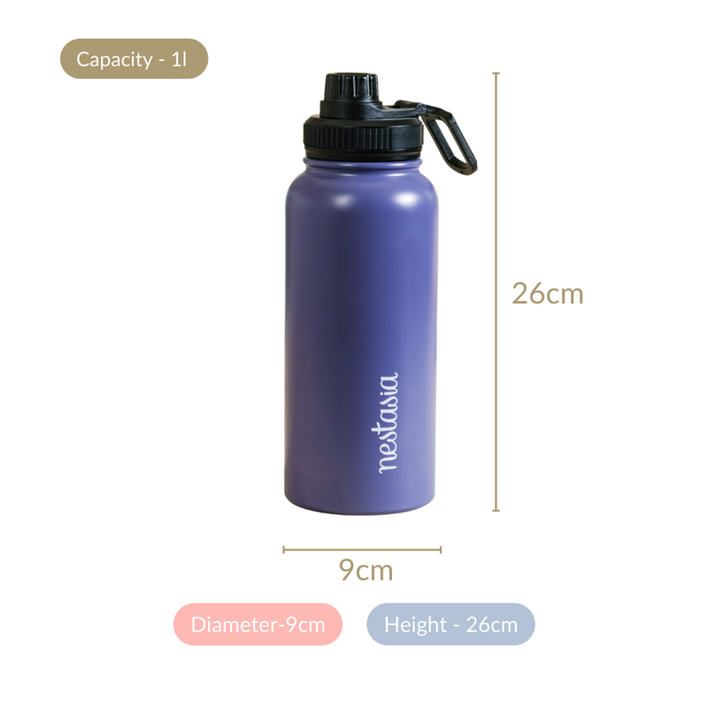 Stainless Steel Travel Bottle Blue 1L - Water bottle, stainless steel water bottle, insulated water bottle, sipper water bottle
