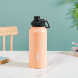Insulated Thermos Stainless Steel Water Bottle Peach 1L