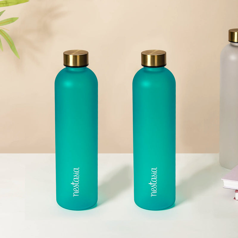 Hydration Water Bottle Teal 1L Set Of 2 - Water bottle, water bottle for office, travel water bottle, BPA free water bottle, leakproof water bottle