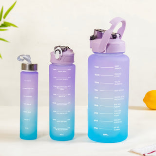 Gym Motivational Water Bottle Set Of 3 Lavender Blue