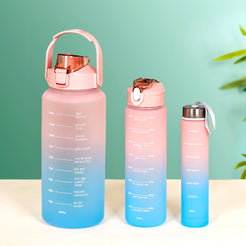 Sporty Motivational Water Bottles Set Of 3 Pink Blue- Water bottles, water bottle set, BPA free water bottles, water bottle with sipper