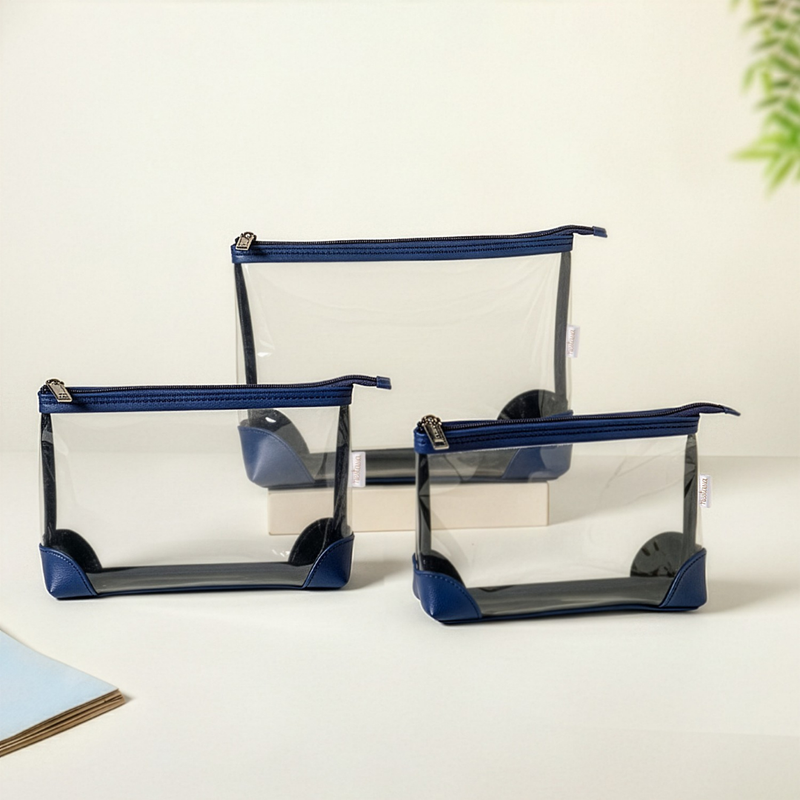 Waterproof Travel Pouch Set Of 3 Blue