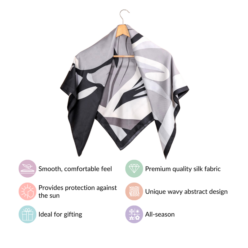 Wavy Colour Block Silky Fashion Scarf For Women
