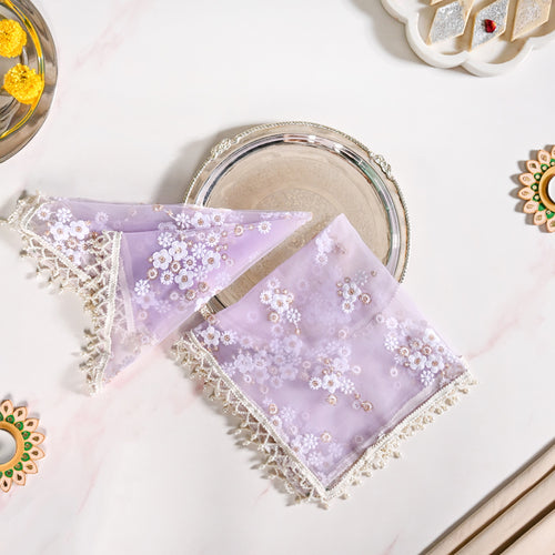 Wedding Shagun Thali Cover Set Of 2 Lavender