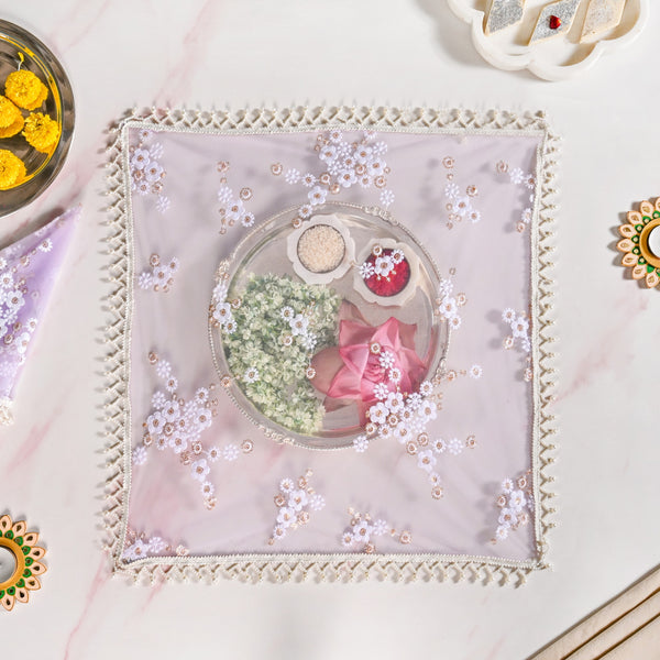 Wedding Floral Thali Cover Set Of 2 Lavender