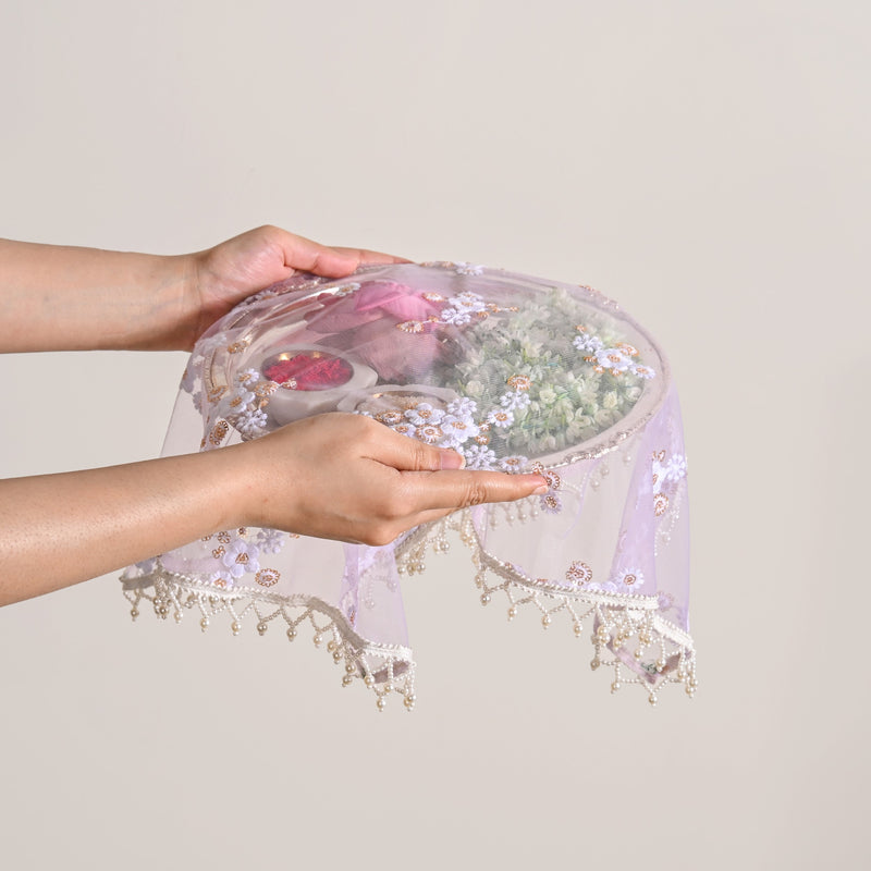 Wedding Shagun Thali Cover Set Of 2 Lavender