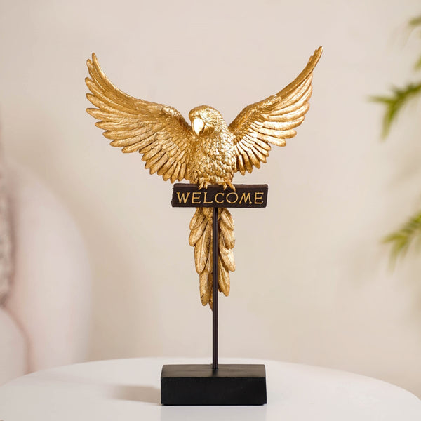 Welcome Parrot Gold Showpiece
