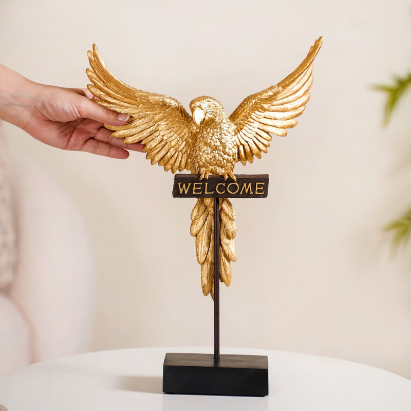 Welcome Parrot Gold Showpiece